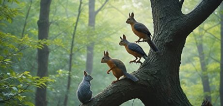 espécies de pássaros que convivem com outros animais na natureza