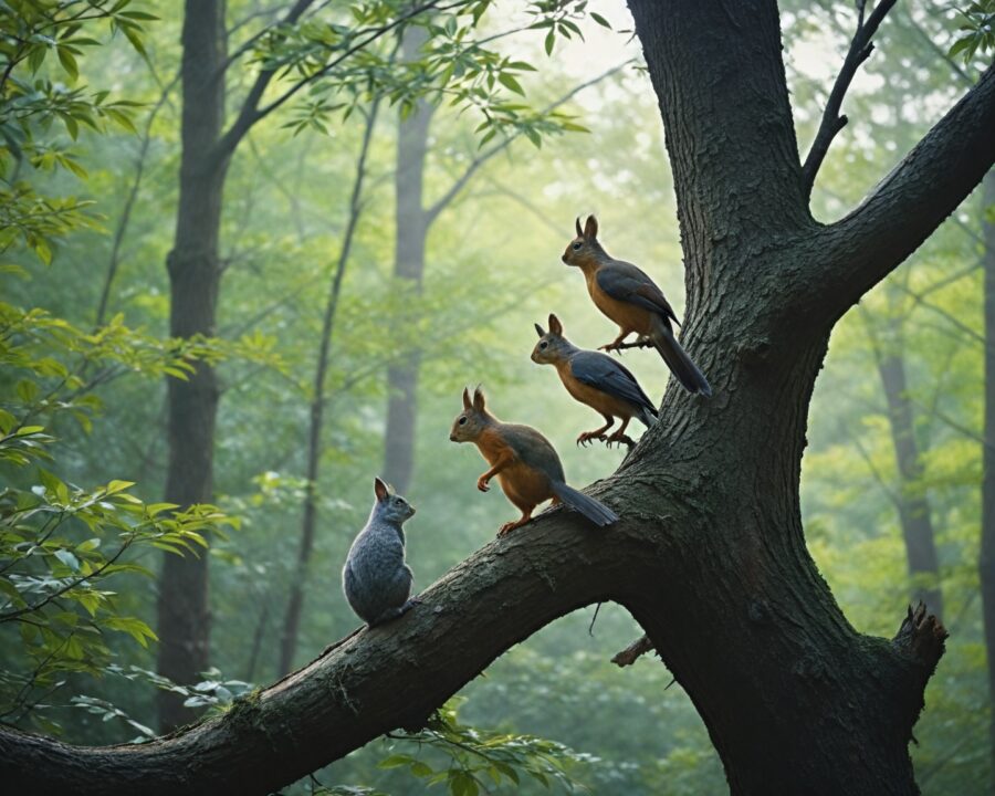 espécies de pássaros que convivem com outros animais na natureza